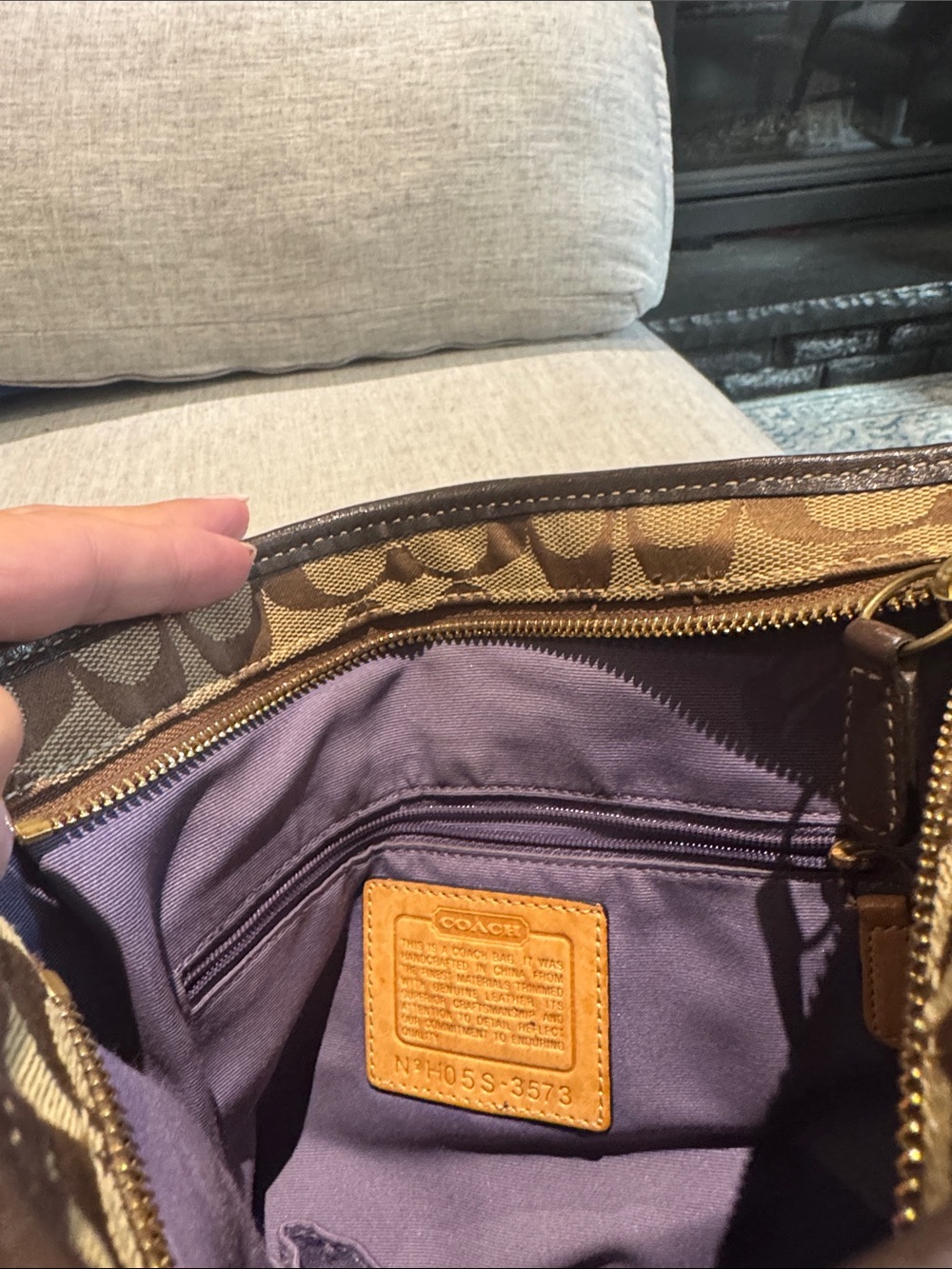 Coach Patchwork Shoulder Bag in Brown, Gold and Purple - Picture 3 of 9